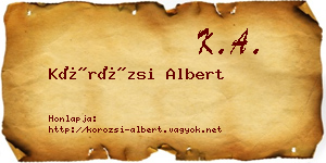 Körözsi Albert névjegykártya