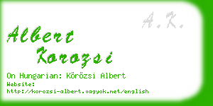 albert korozsi business card